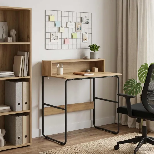 vidaXL Bureau met opbergruimte Artisanaal eiken 80 x 50 x 91 cm, foto 2