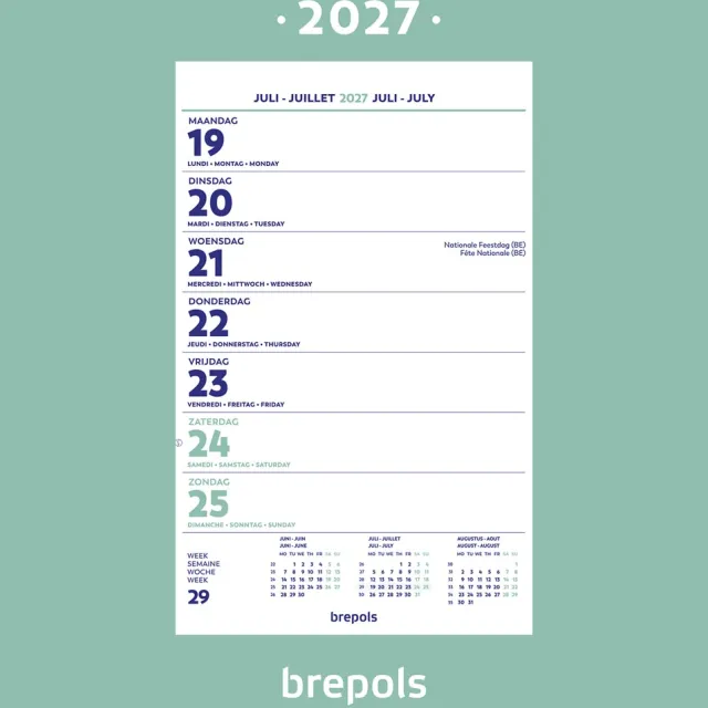 Brepols wand-week kalender op schild, 2027