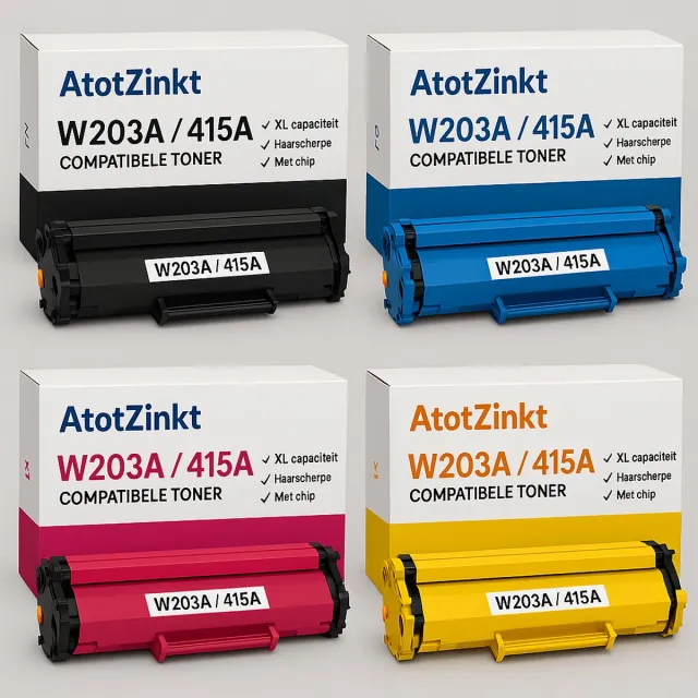 AtotZinkt huismerk W2030A W2031A, W2032A W2033A- 415A voor HP multipack van 4 toners BK/C/M/Y