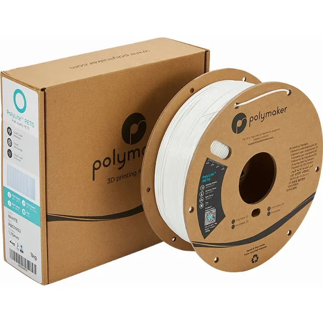 Polymaker PB01052 Filament PETG Hittebestendig, Hoge treksterkte 1.75 mm 3000 g Wit PolyLite™ 1 stuk(s)