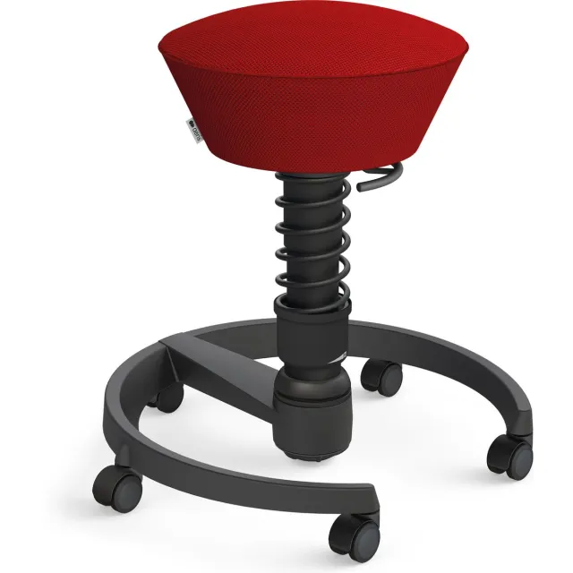 AERIS SWOPPER ergonomische bureaukruk - zwart onderstel - rode zitting - harde wielen - mesh - standaard rood - harde wielen