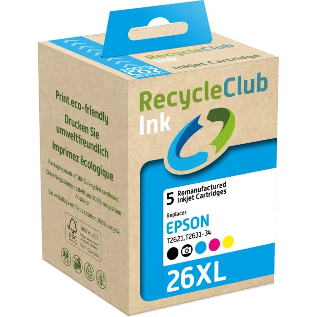 RECYCLECLUB Cartridge compatibel met Epson T2631 XL Multipack 26 XL K10511RC zwart + kleur