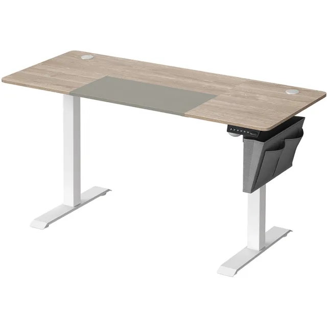 MAZAZU Bureau - Verstelbaar in hoogte - Wit en Grijs - 140x60x72/120