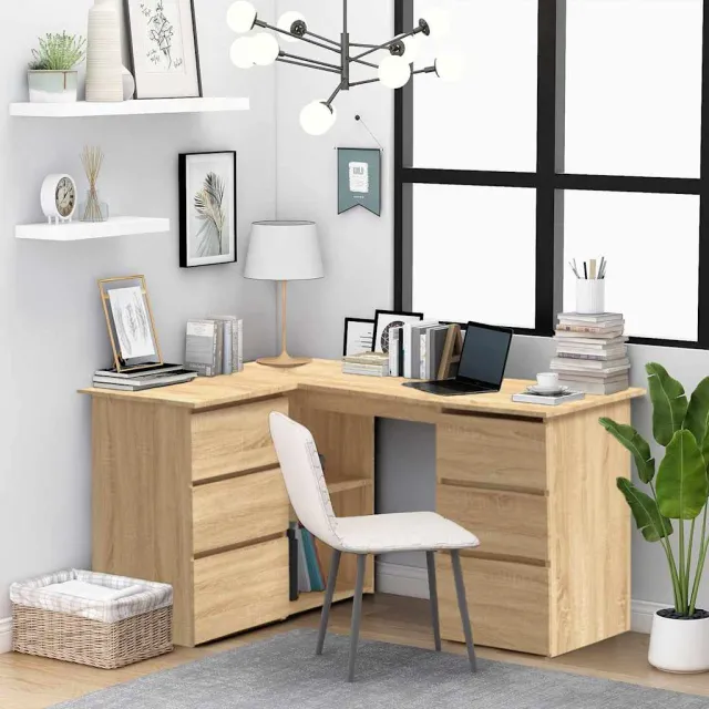 vidaXL Hoekbureau 145x100x76 cm bewerkt hout sonoma eikenkleurig, foto 2