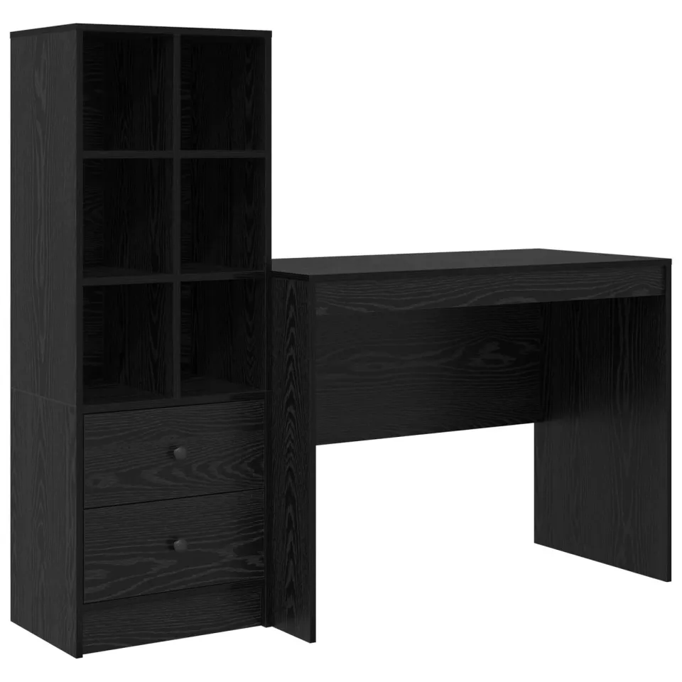 vidaXL Bureau Zwart Eiken 145.5 x 50 x 127 cm 2 st, foto 3