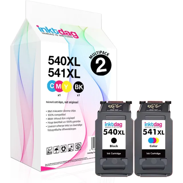 inktdag inkcartridge alternatief voor de canon inktcartridge 540 541, Canon 540 541 xl ,canon 540 XL zwart + canon 541 XL kleur Zwart en kleur