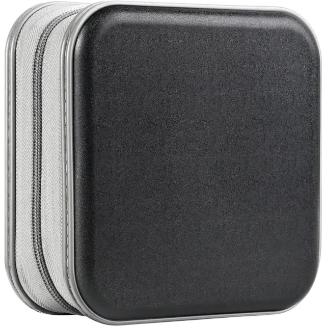 QIN® CD Koffer - DVD Hard Kunststof Hoesje Houder - CD Organiser Portemonnee - Zwart - 16cm x 16cm x 7cm