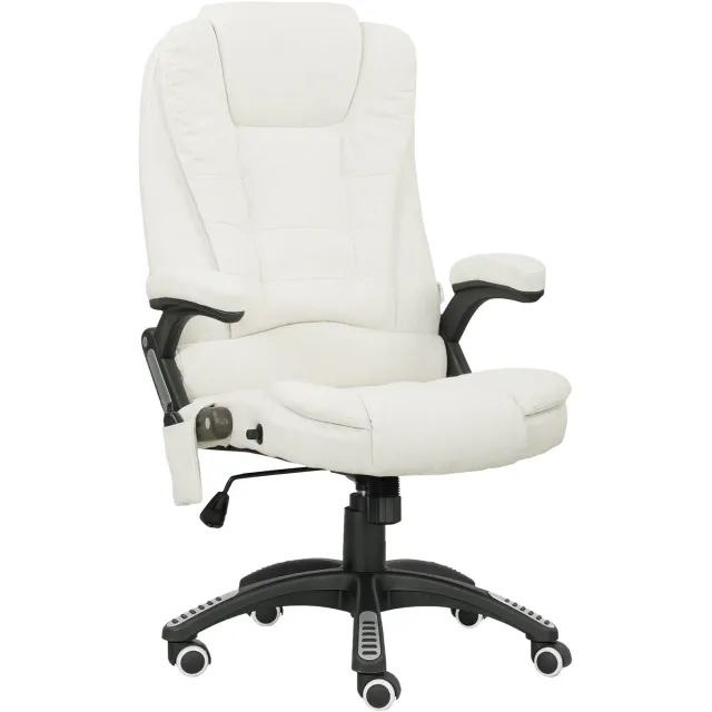 Vinona Bureaustoel met massage- en warmtefunctie - Met verstelbare rugleuning - 68 x 72 x 110-120 cm - Crèmewit