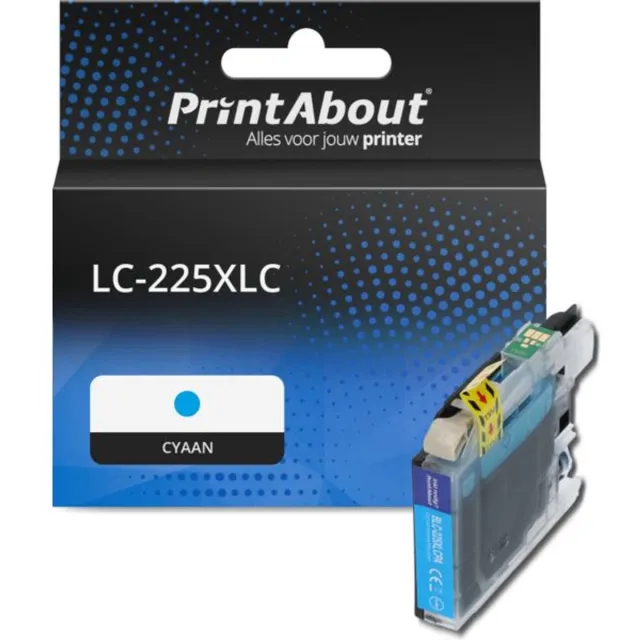 PrintAbout huismerk Inktcartridge LC-225XLC Cyaan Hoge capaciteit geschikt voor Brother