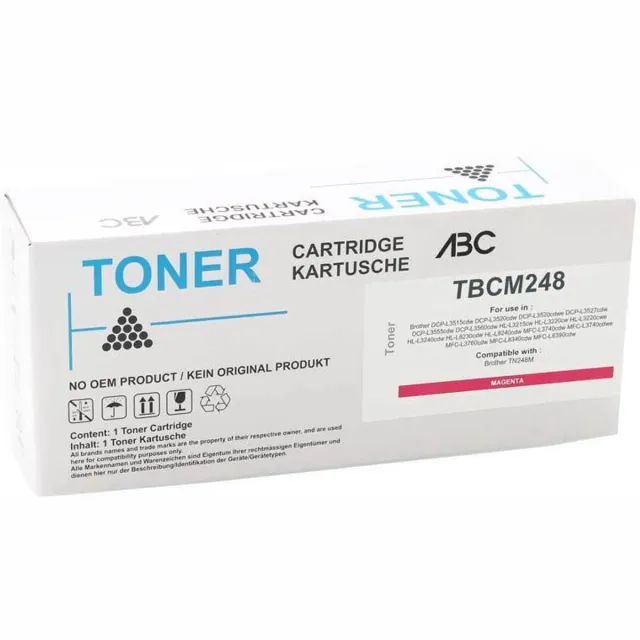 ABC huismerk Toner geschikt voor Brother TN248M magenta DCP-L3515cdw DCP-L3520cdw DCP-L3520cdwe DCP-L3527cdw DCP-L3555cdw DCP-L3560cdw HL-L3215cw