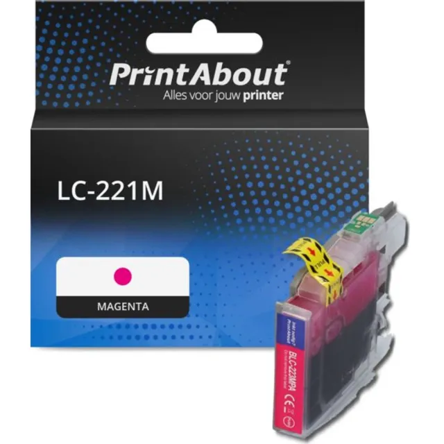 PrintAbout huismerk Inktcartridge LC-221M Magenta geschikt voor Brother