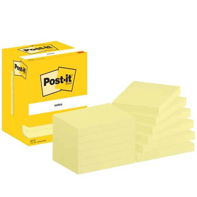 Post-It Notes Memoblok Post-it 657 76x102mm geel 12 stuks