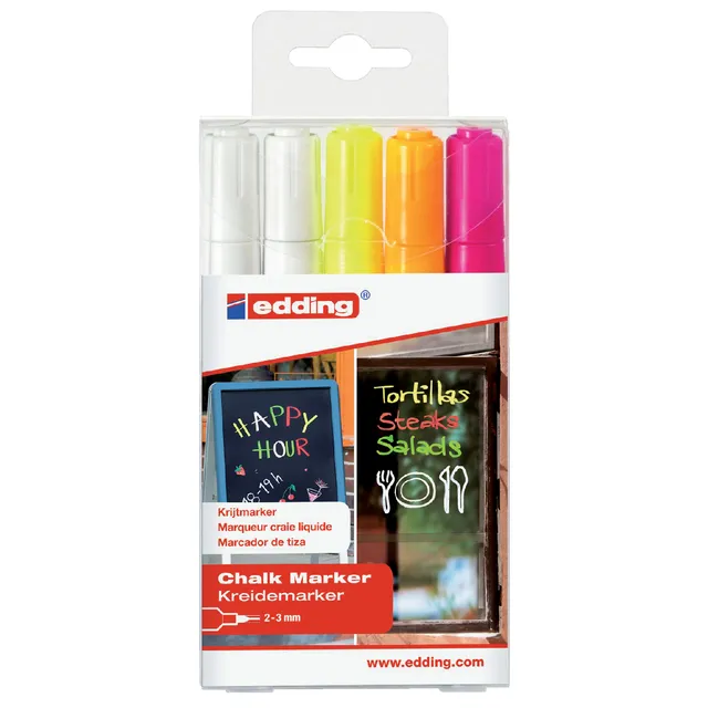 Edding Krijtstift edding 4095 rond 2-3mm assorti blister à 5 stuks geel