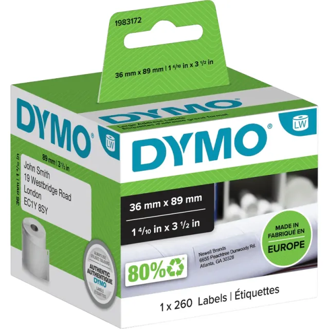 Dymo LabelWriter Adres Etiket 36x89mm 260 stuks