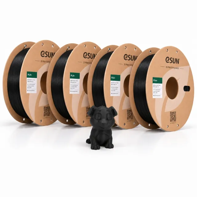 ESUN PLA Basic Filament Zwart 1.75 mm – 4 Pack (4x 1 kg) – 3D Printer Filament voor Bambu Lab, Creality, Prusa, Anycubic