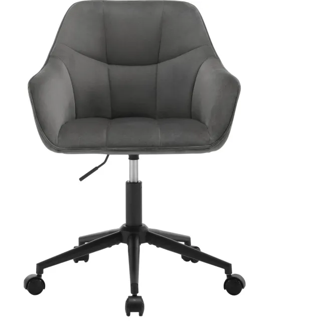 MIVRAY Bureaustoel Met Wielen - Ergonomisch En Draaibaar - Voor Thuiswerk En Kantoor - Fluweel En Metaal - Donkergrijs