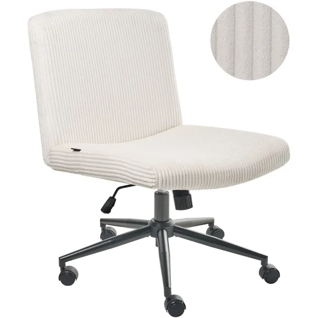 Beliani GEDDES - Bureaustoel - Wit - Corduroy