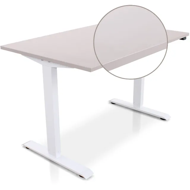 Multi Ratio Lineaflex MRC EASY Zit-Sta Bureau – Elektrisch Verstelbaar – 120x80 cm – Blad Sand Grey – Wit Frame – Inclusief Stekkerdoos & Kabelklemmen