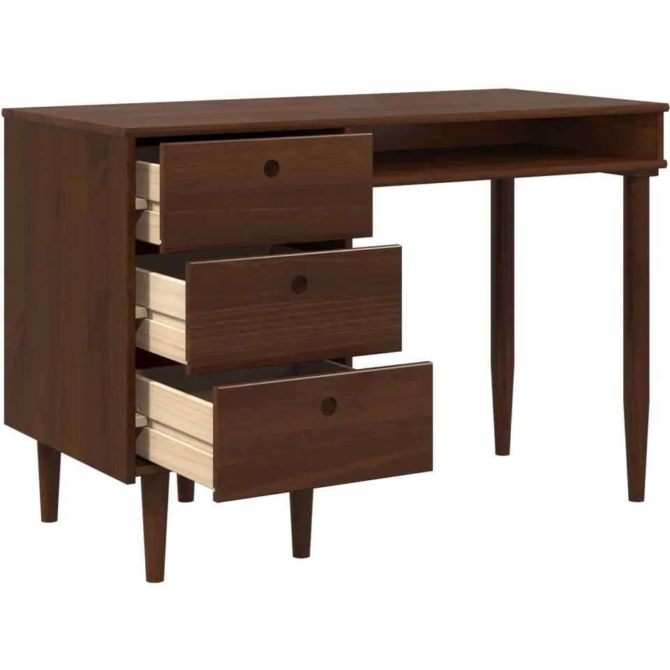 vidaXL Bureau BILBAO Donkerkaramel 114 x 53 x 75 cm Bruin