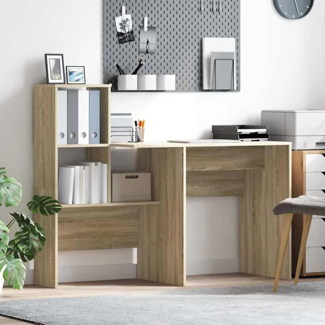 vidaXL Bureau Sonoma Eiken 131,5 x 50 x 106,5 cm Bewerkt hout, foto 2