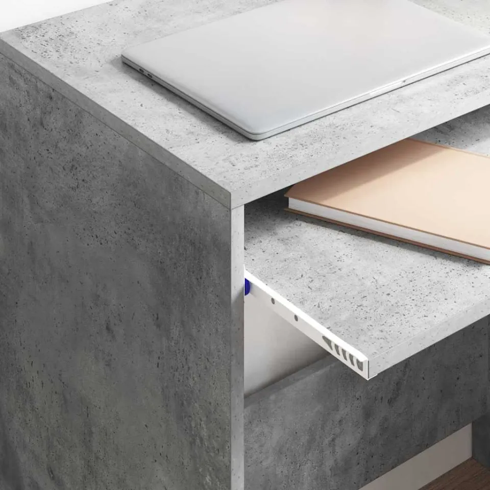 vidaXL Bureau Beton Grijs 77,5 x 43 x 79 cm Bewerkt hout, foto 4