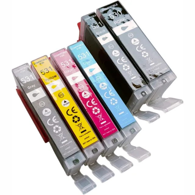 KATRIZ huismerk inkt PGI530XL CLI531XL / PGI-530 CLI-531 / 530XL 531XL ( Foto zwart, Zwart, Cyaan, Magenta, Geel en Grijs | Geschikt voor Canon PIXMA TS8750 / Canon PIXMA TS8751 Photozwart, Zwart,Cyaan,Magenta,Geel,Grijs