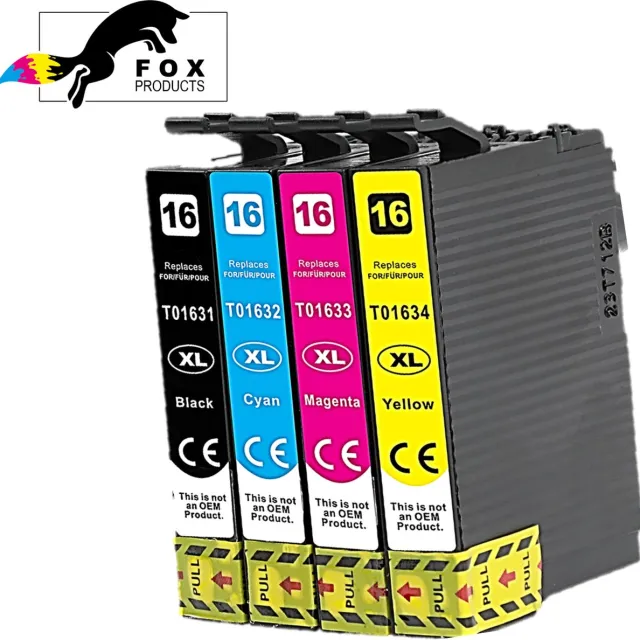 FoxProducts 4x 16XL T16 16 inktcartridges geschikt voor epson Workforce WF-2010W WF-2510WF WF-2520NF WF-2530WF WF-2540WF WF-2630WF WF-2650DWF WF-2660DWF WF-2750DWF WF-2760DWF Cyan, Magenta, Yellow, Black,