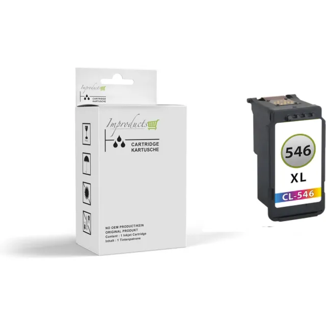 Improducts Kleur huismerk inkt cartridge voor Canon CL-546XL / 546XL / 546 / CL546 voor IP2850 MG2440 MG2450 MG2455 MG2540 MG2550 MG2555 MG2950 MG3050 MG3051 MG3052 MG3053 MX494 MX495 TR4550 TS3150 TS3350 XL cartridge Kleur