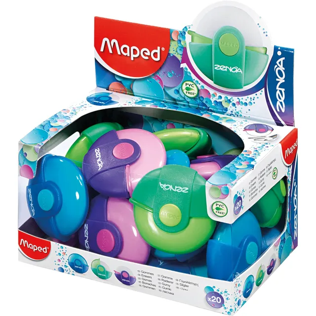 Maped Gum Maped Zenoa display á 20 stuks assorti blauw