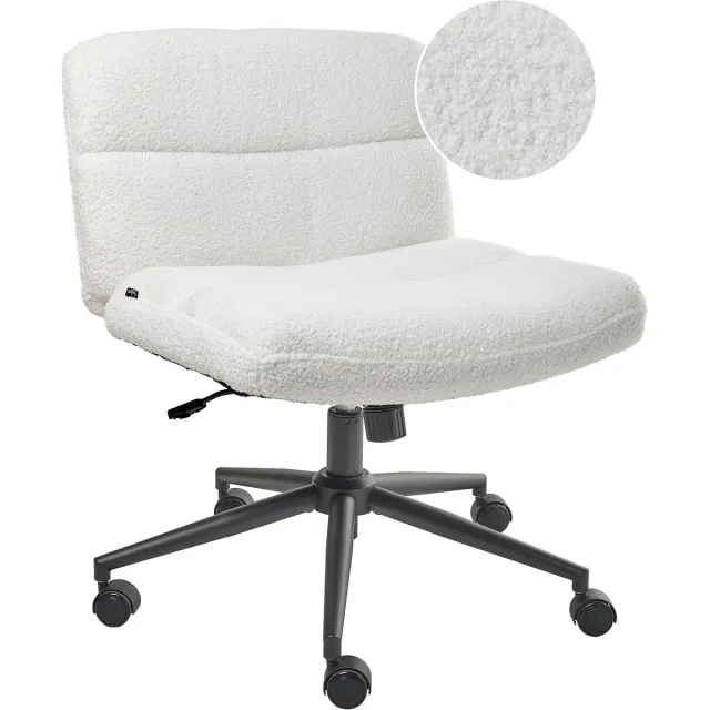 Beliani CATLIN - Bureaustoel - Wit - Bouclé