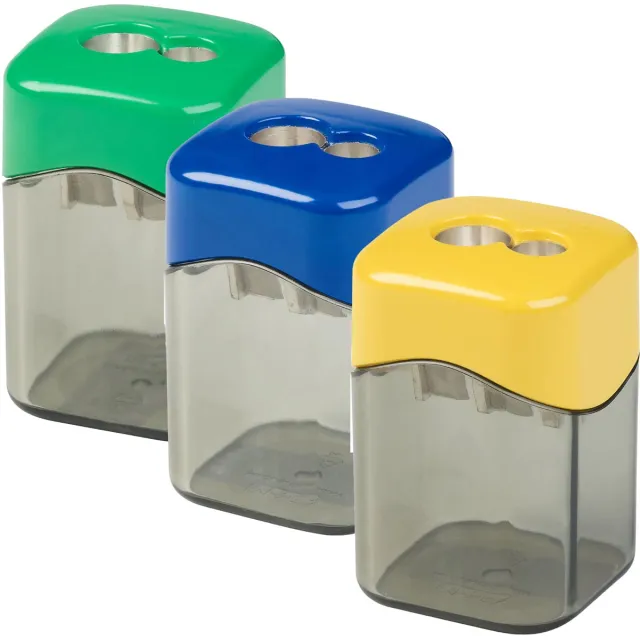 M+R potloodslijper Quattro Swing Eco, 2 gaats, geassorteerde kleuren blauw
