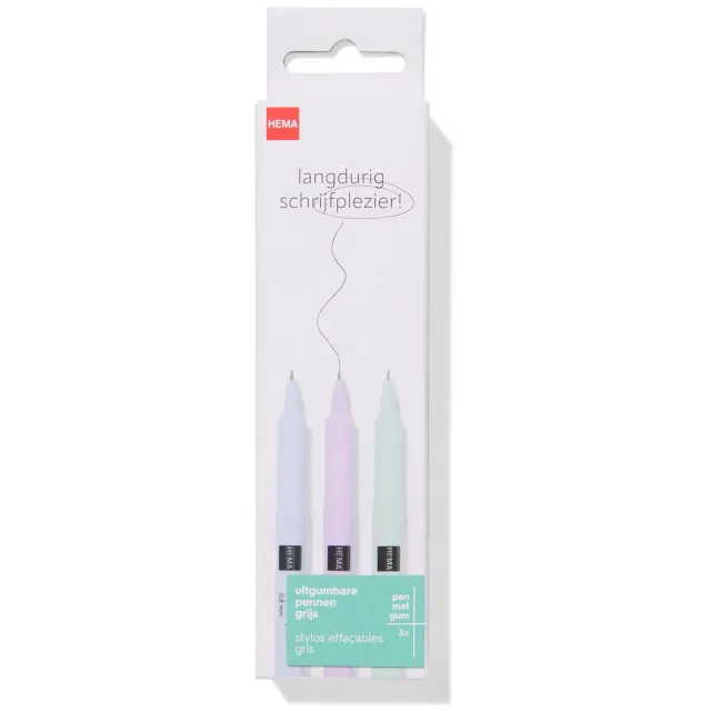 HEMA Balpennen grijs uitgumbaar - 3 stuks (grijs)