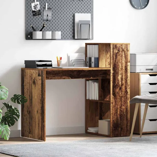 vidaXL Bureau Oud Hout 108 x 55 x 103 cm Bewerkt hout bruin, foto 2