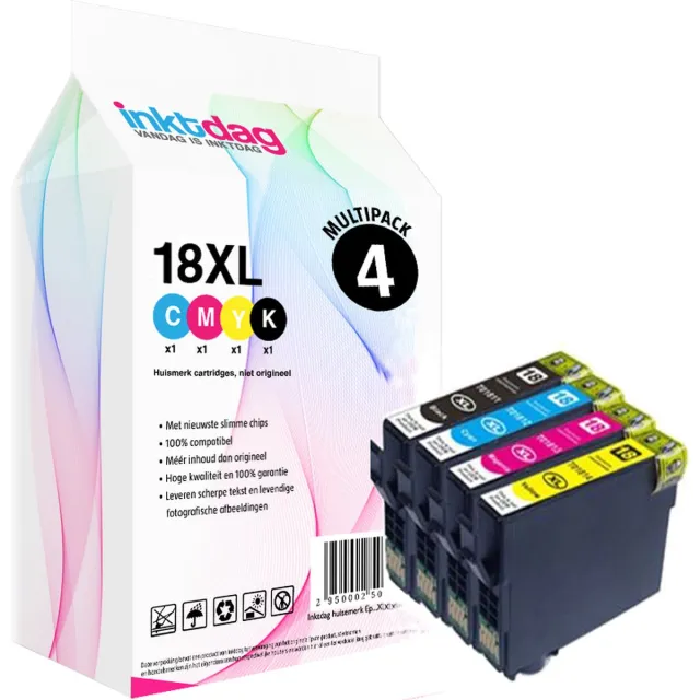 inktdag inktcartridge voor Epson 18XL multipack van 4 kleuren voor Epson Expression Home XP202, XP205, XP30, XP302, XP305, XP402, XP405, XP412, XP415, XP315, XP312, XP215, XP212, XP225, XP322, XP422, XP425, XP325, XP222 Zwart