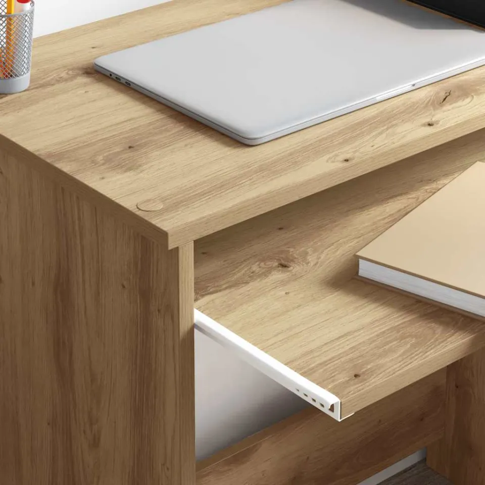 vidaXL Bureau Artisan Eiken 106 x 41 x 88,5 cm Bewerkt hout, foto 4