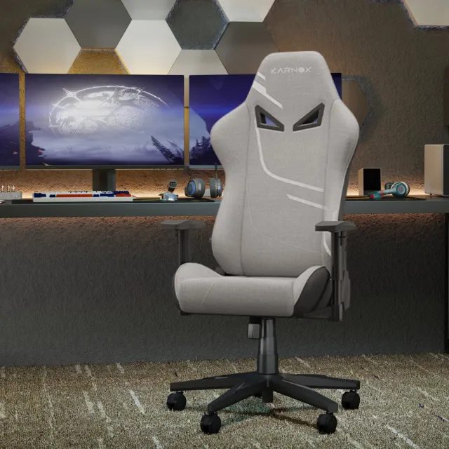Wishdor Gamestoel - Ergonomisch Verstelbaar Met Hoge Rugleuning Hoofdsteun En Lendensteun - Modern Ontwerp - Voor Werkkamer - Stoffen Bekleding - Lichtgrijs - Draaibaar En Kantelbaar - 54,5 X 50 X 132 Cm