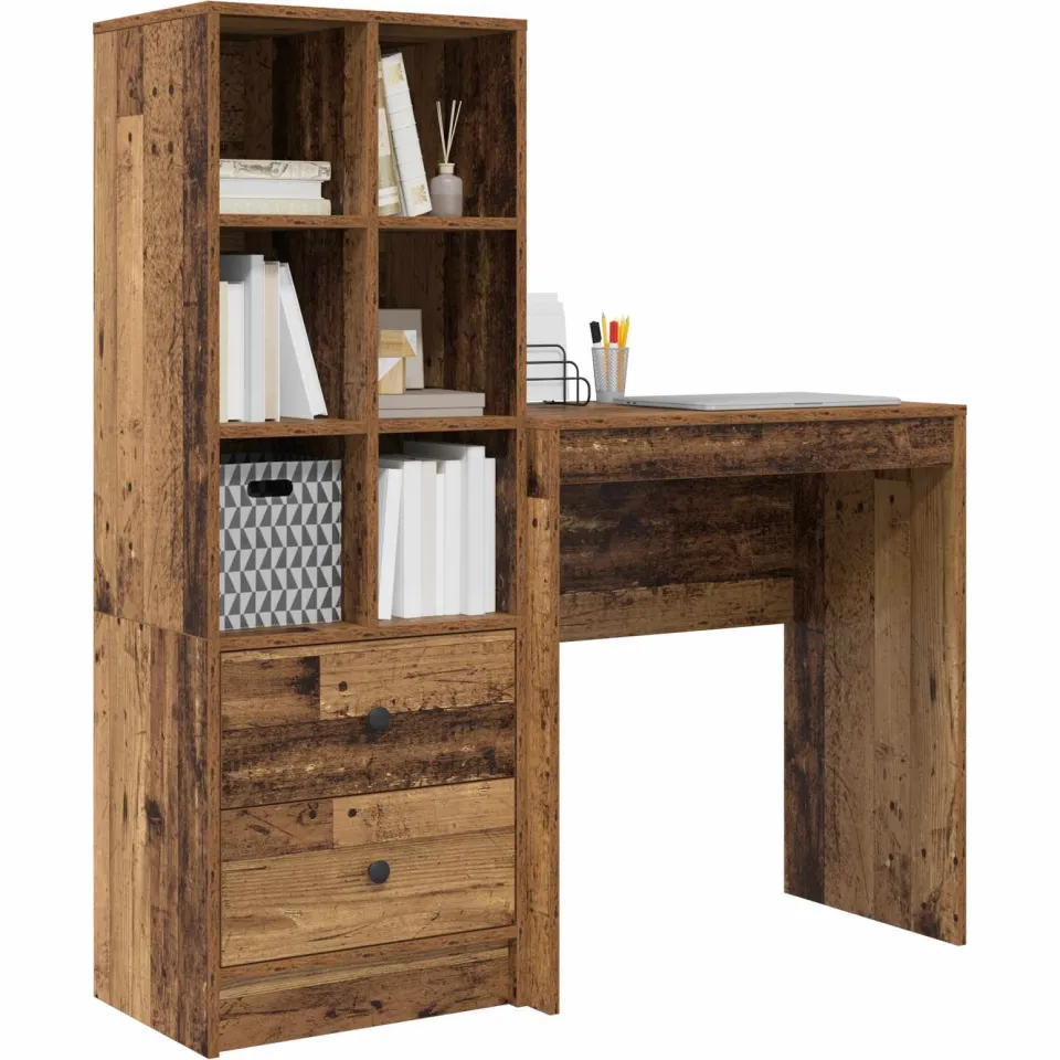 vidaXL Bureau Oudhout 115,5 x 40 x 127 cm 2 st Bruin