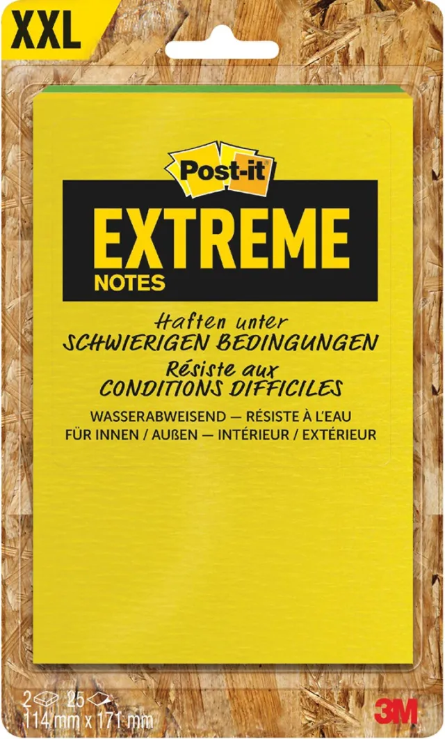 Post-it Extreme Notes, ft 114 x 171 mm, 2 blokken van 25 blaadjes, geassorteerde kleuren geel