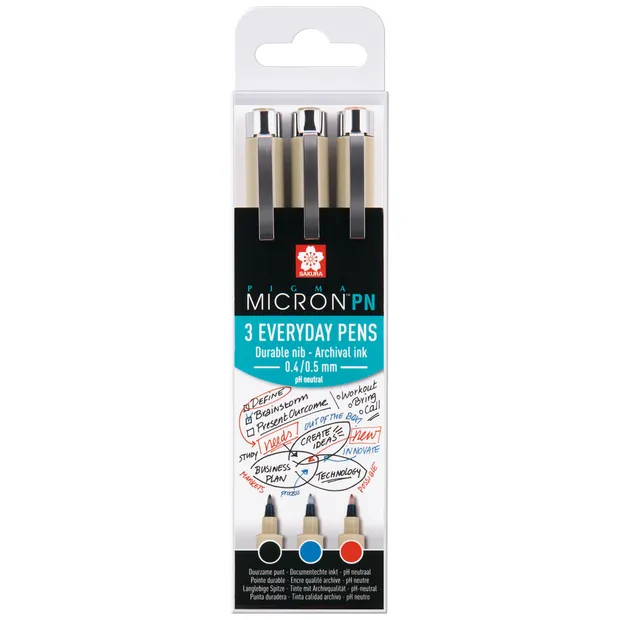 Sakura Fineliner Sakura pigma micron 0.4mm blister à 3 stuks assorti
