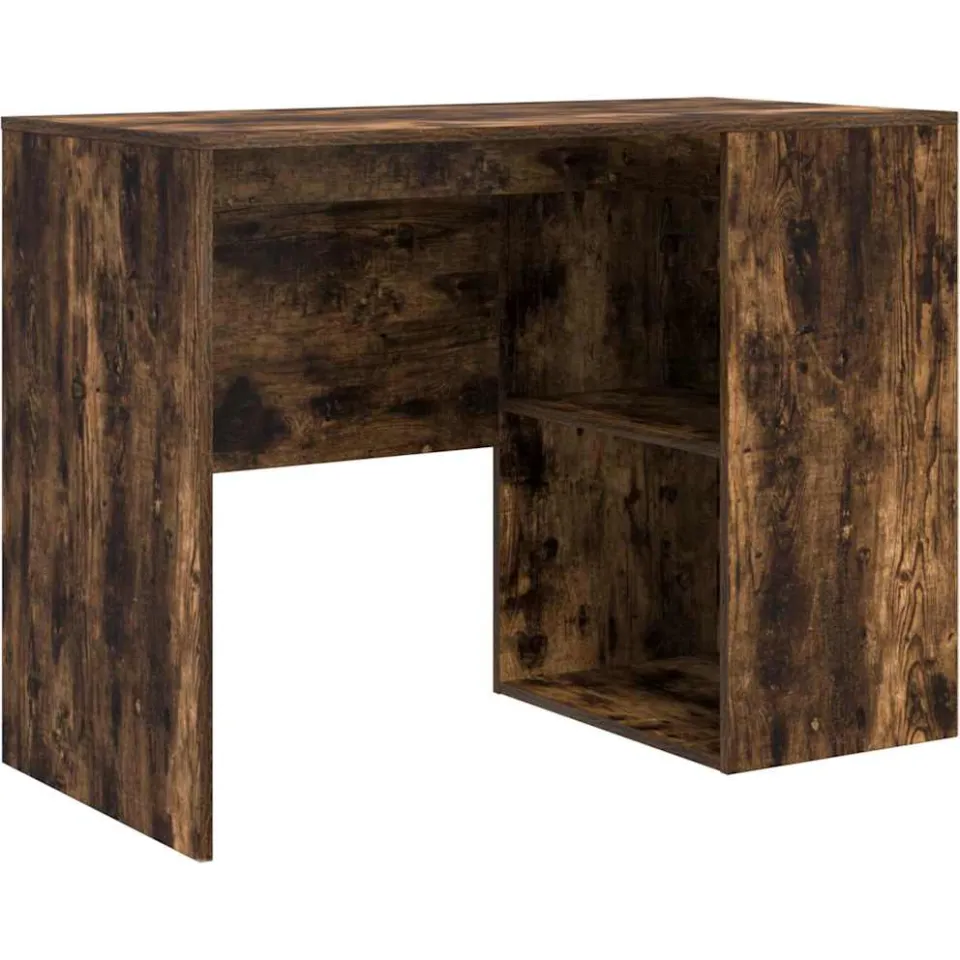 vidaXL Bureau Gerookt eiken 102 x 50 x 75 cm Bewerkt hout, foto 3