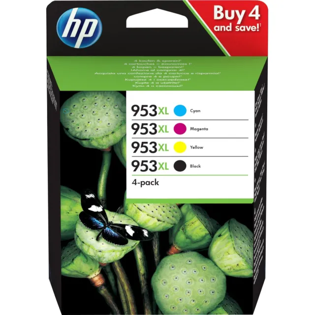 HP 953XL / Zwart / Cyaan / Magenta / Geel / Hoge Capaciteit / 4-pack Zwart, cyaan, magenta, geel