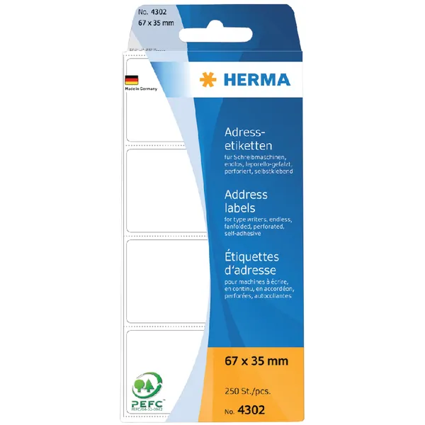 Herma Etiket HERMA adres 4302 67x35mm zig-zag 250 stuks