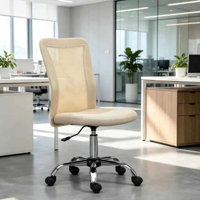CHICFURN Bureaustoel - In hoogte verstelbaar - Zonder armleuningen - Beige