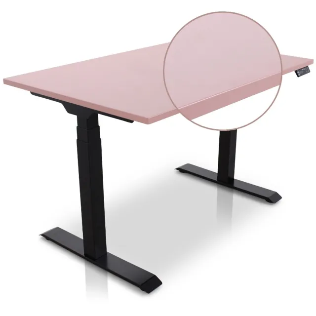 Multi Ratio Lineaflex MRC PRO Zit-Sta Bureau – Elektrisch Verstelbaar – 120x80 cm – Blad Dusty Rose – Zwart Frame – ARBO Norm NEN-EN 527 – Met memorybediening – 150 KG Draagvermogen – 130 cm Hoog - Inclusief Kabelmanagement!