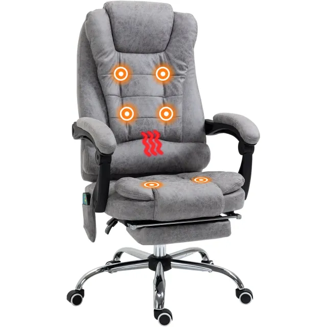 Lunpog Bureaustoel - Massage Functie - Voor volwassenen - Met armleuningen - Ergonomische Grijs