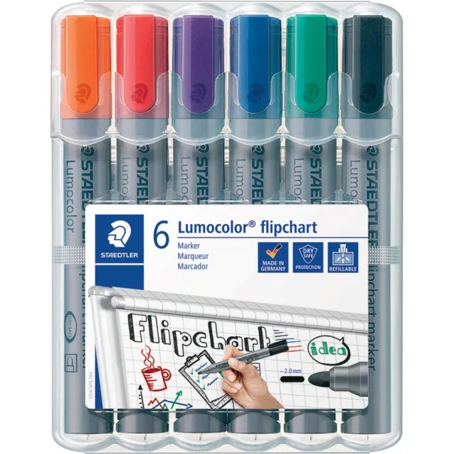 Staedtler merkstift Lumocolor Flipchart 6 stuks blauw