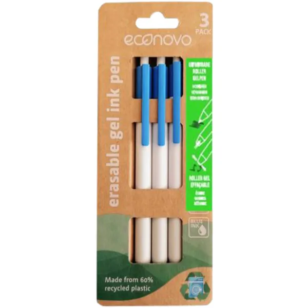 Econovo Gelschrijver Econovo uitwisbaar fijn blauw blister à 3 stuks