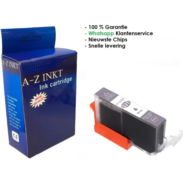 AtotZinkt Huismerk inkt cartridge voor Canon 521 CLI-521 GY XL grijs