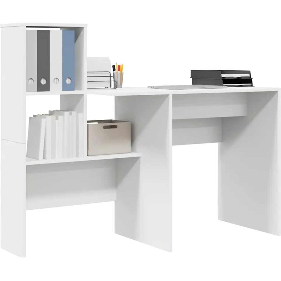 vidaXL Bureau Wit 131,5 x 50 x 106,5 cm Bewerkt hout