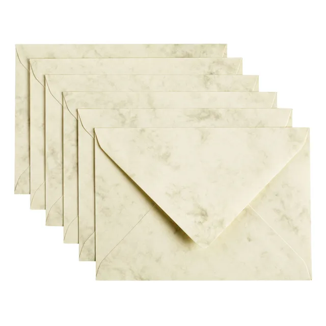 Papicolor Envelop Papicolor C6 114x162mm marble ivoor pak à 6 stuks